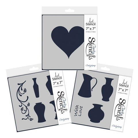Vases & Heart 7" x 7" Stencil Collection