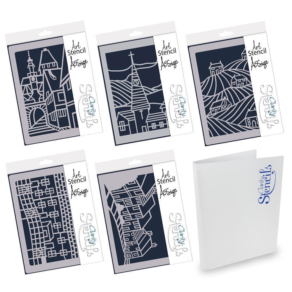 Towns & Hills A5 Stencil & Folder Collection