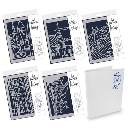 Towns & Hills A5 Stencil & Folder Collection