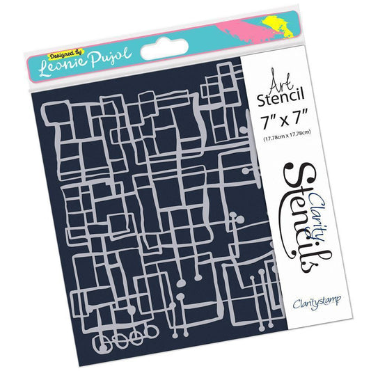 CLEARANCE Leonie's Blocks Abstract Art 7" x 7" Frameless Stencil