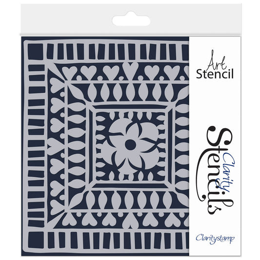 Block Print Hearty Square  7" x 7" Frameless Stencil