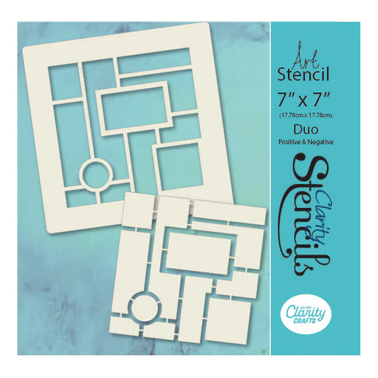 Abstract Layout 3 7" x 7" Stencil Duo