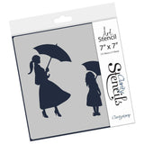 Umbrella Girls 7" x 7" Stencil