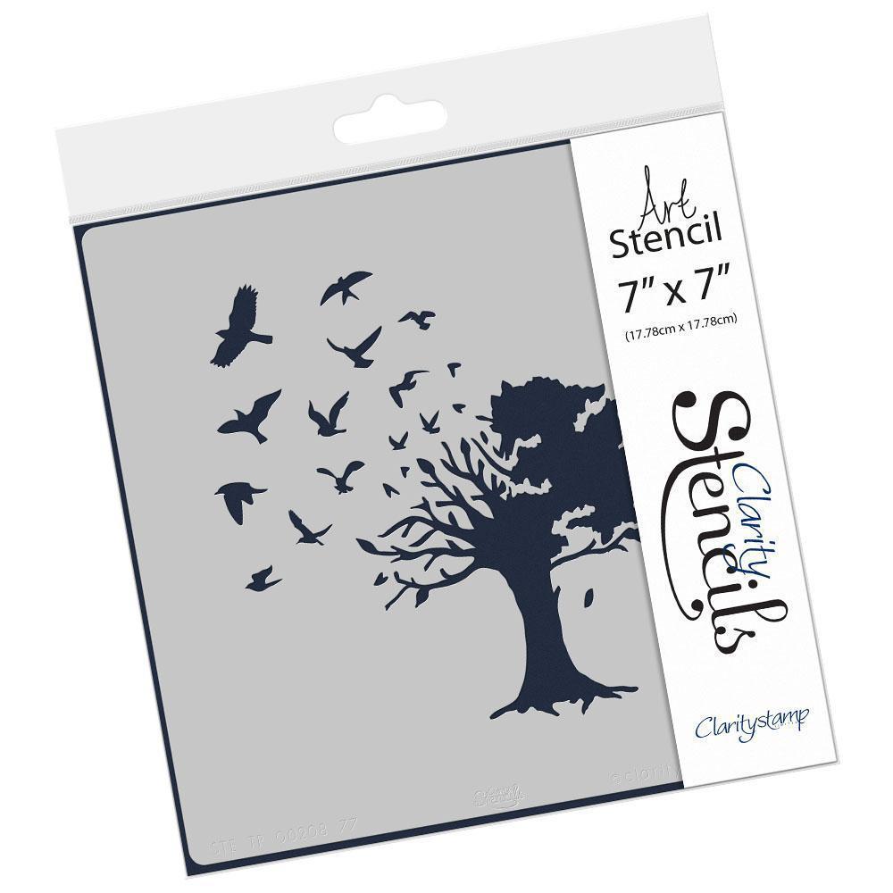 Bird Tree 7" x 7" Stencil