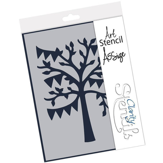 Bunting Tree A5 Stencil