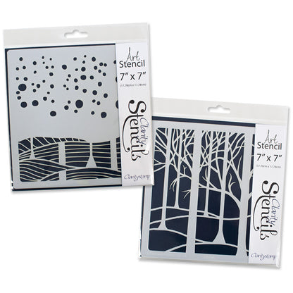 Treescape & Snowy Treescape 7" x 7" Stencil Collection