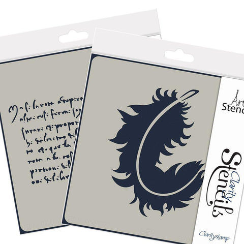 Feather & Script 4" x 4" Stencil Set