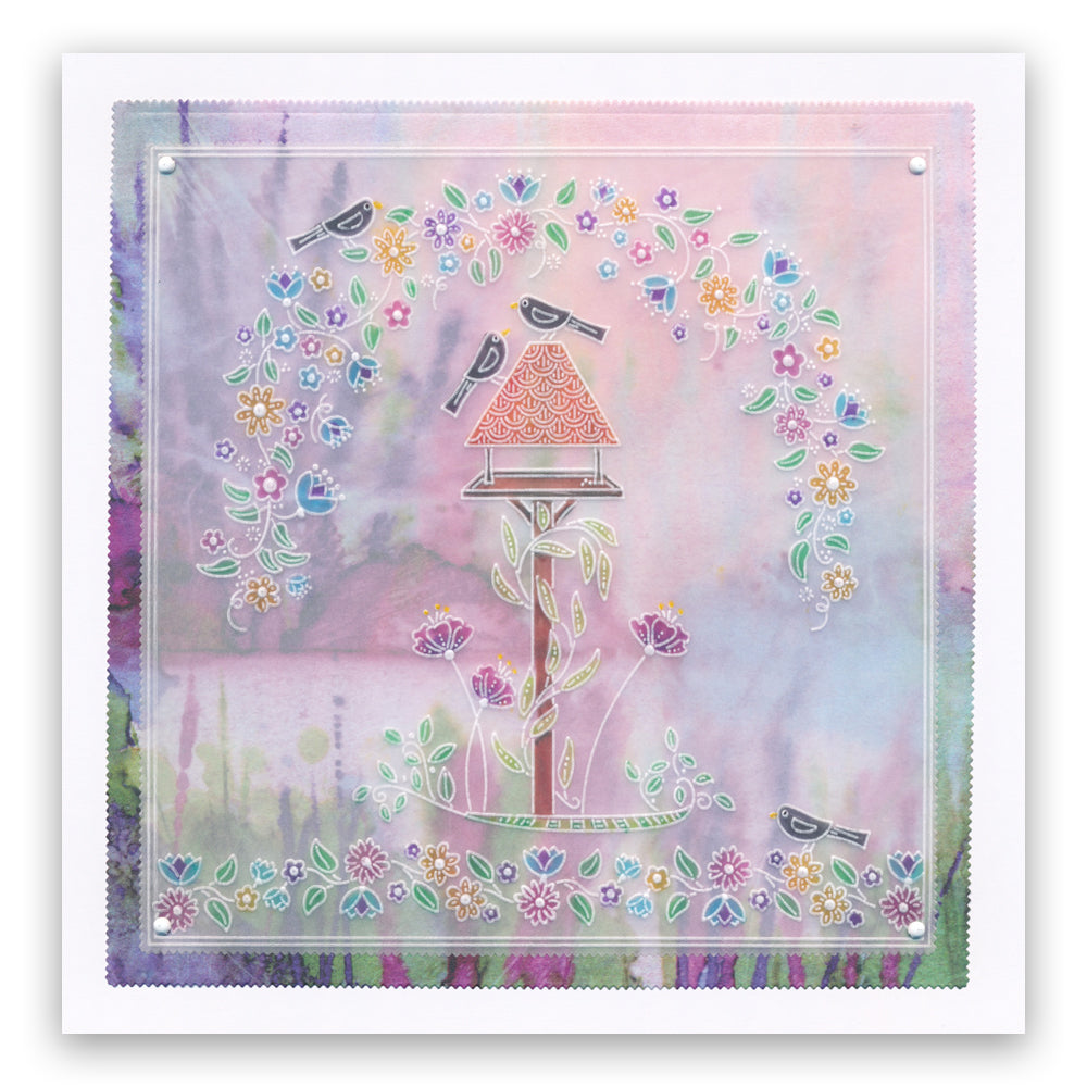 Barbara's SHAC Bird Table Doodle A5 Groovi Plate