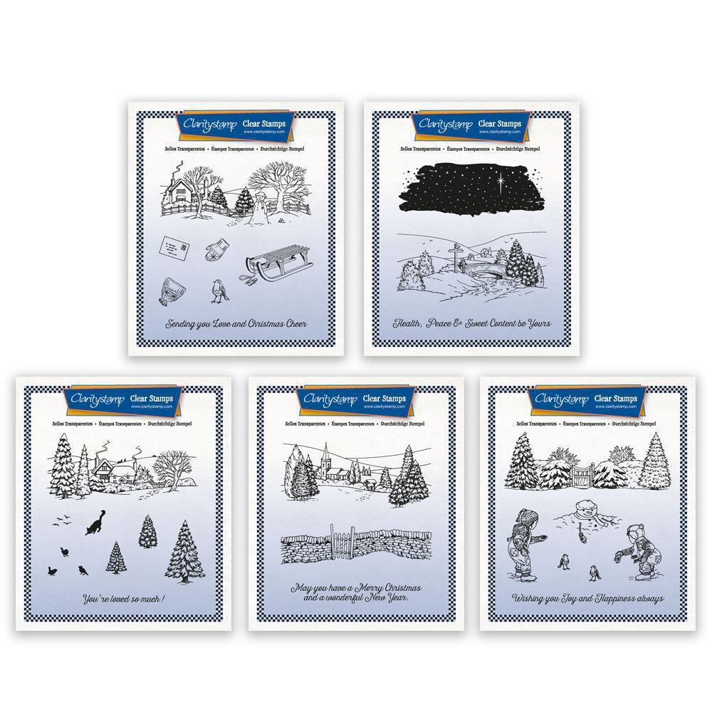Jayne's Winter Scenes A5 Square Stamp & Mask Collection