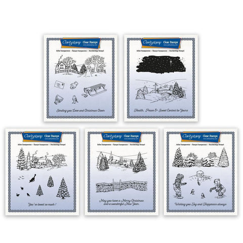 Jayne's Bijou Winter Scenes A5 Square Stamp & Mask Collection
