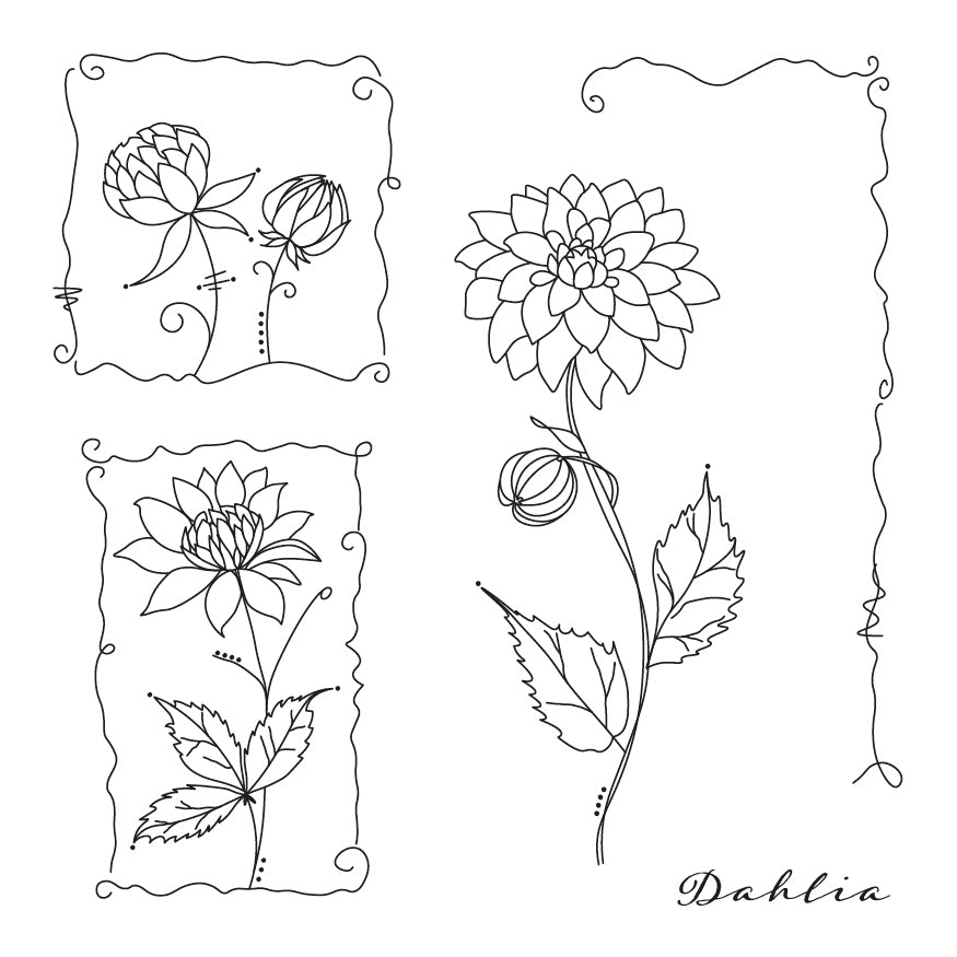 Barbara's SHAC Dahlia Floral Panels A5 Square Stamp & Mask Set