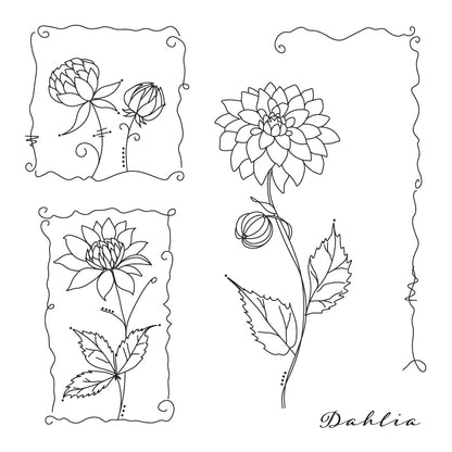 Barbara's SHAC Dahlia Floral Panels A5 Square Stamp & Mask Set