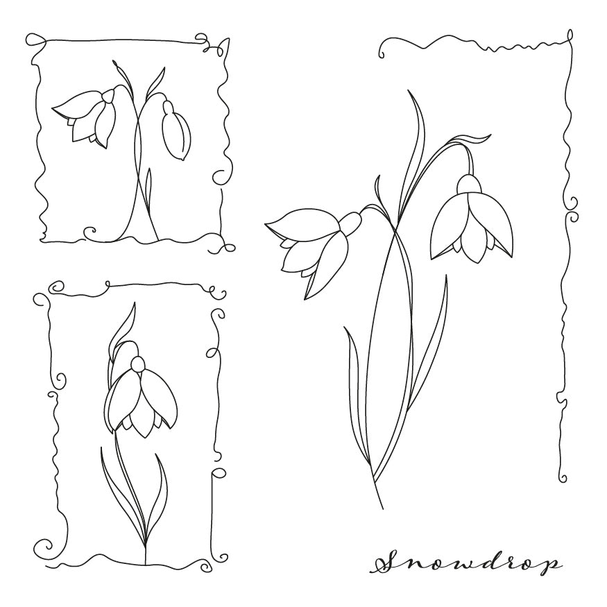 Barbara's SHAC Snowdrop Floral Panels A5 Square Stamp & Mask Set