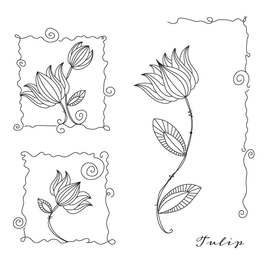 Barbara's SHAC Tulip Floral Panels A5 Square Stamp & Mask Set