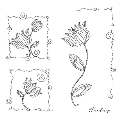 Barbara's SHAC Tulip Floral Panels A5 Square Stamp & Mask Set