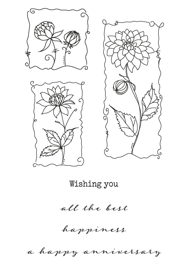 Barbara's SHAC Dahlia Floral Panels A6 Square Stamp Set