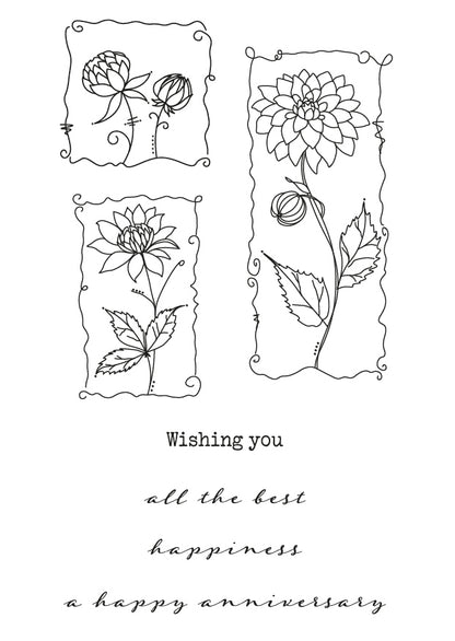 Barbara's SHAC Dahlia Floral Panels A6 Square Stamp Set