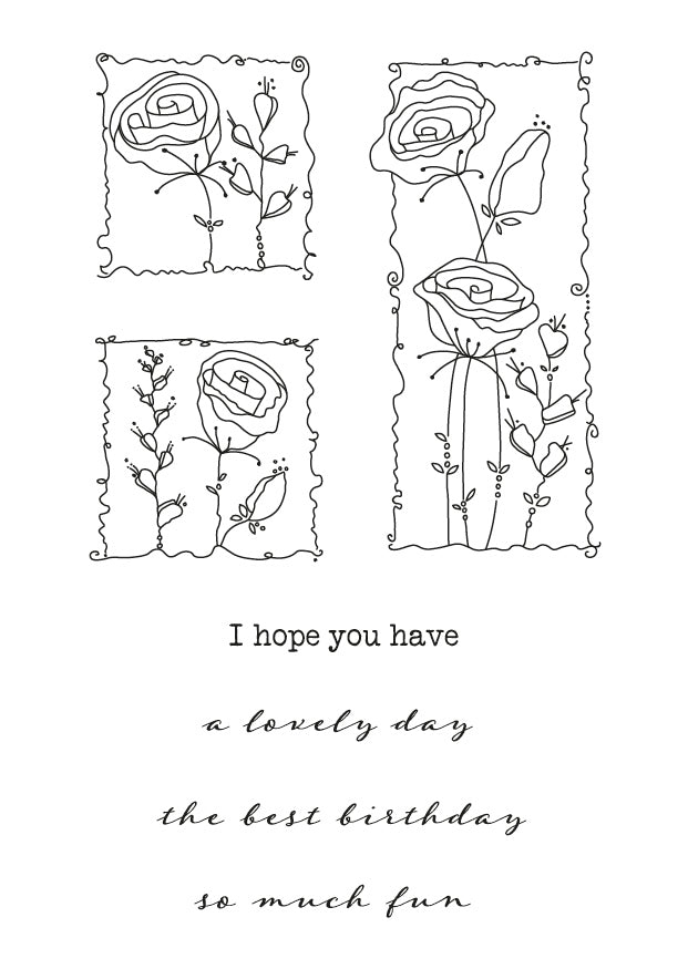 Barbara's SHAC Rose Floral Panels A6 Square Stamp Set