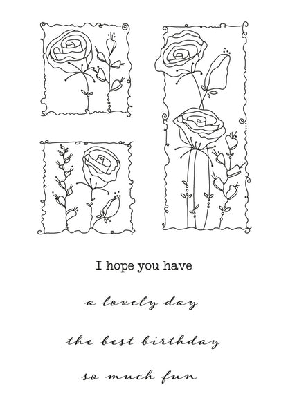 Barbara's SHAC Rose Floral Panels A6 Square Stamp Set