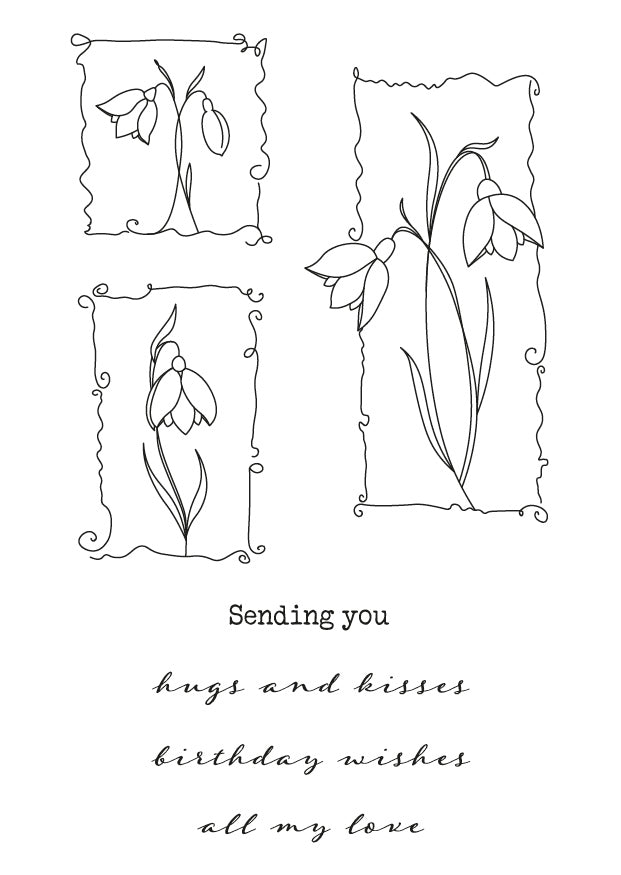 Barbara's SHAC Snowdrop Floral Panels A6 Square Stamp Set