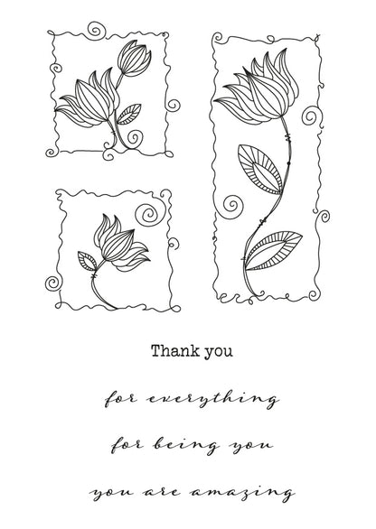 Barbara's SHAC Tulip Floral Panels A6 Square Stamp Set