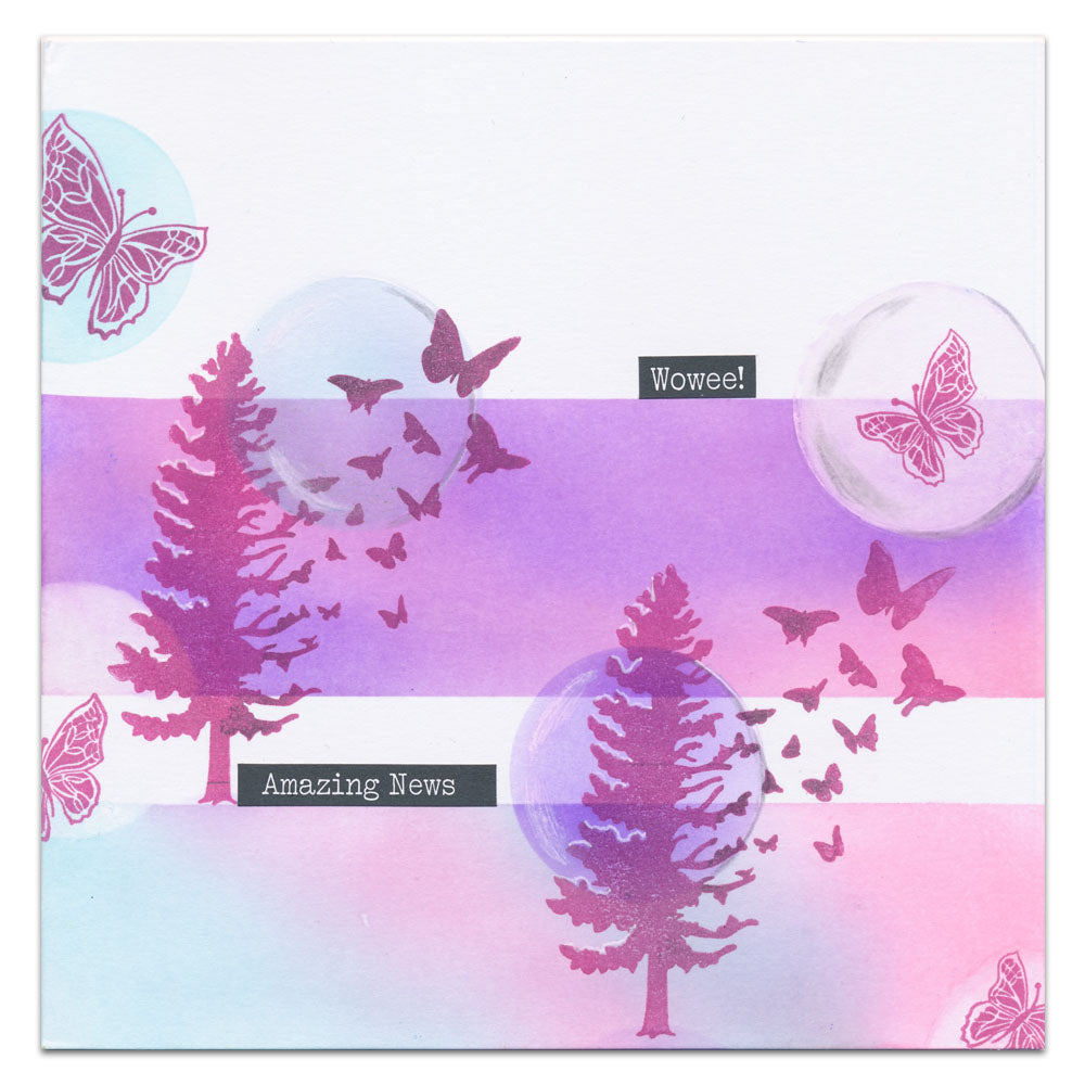 Butterfly Tree A5 Square Stamp & Stencil Duo