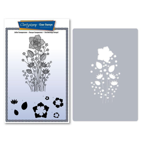 Tina's Daffodil Spray A5 Stamp & Stencil Duo