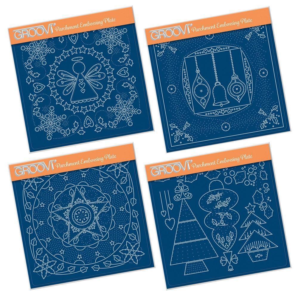 Tina's Christmas Embroidery A5 Square Groovi Plate Quartet