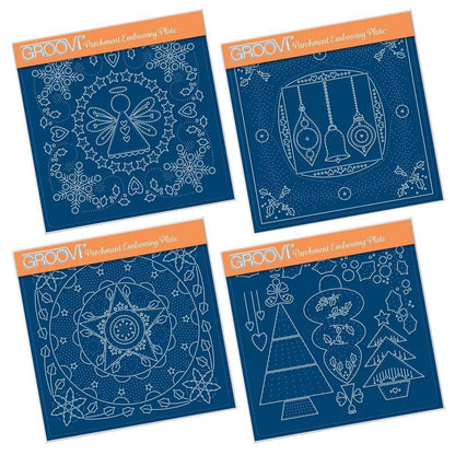 Tina's Christmas Embroidery A5 Square Groovi Plate Quartet