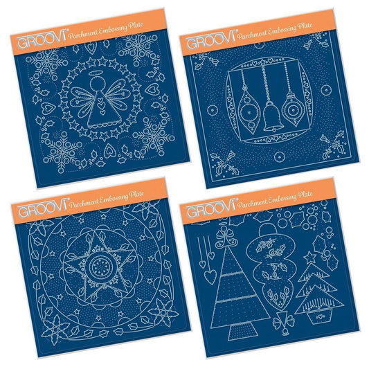 Tina's Christmas Embroidery A5 Square Groovi Plate Quartet