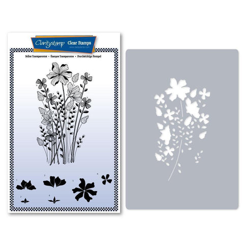 Tina's Meadow Flower Spray A5 Stamp & Stencil Duo