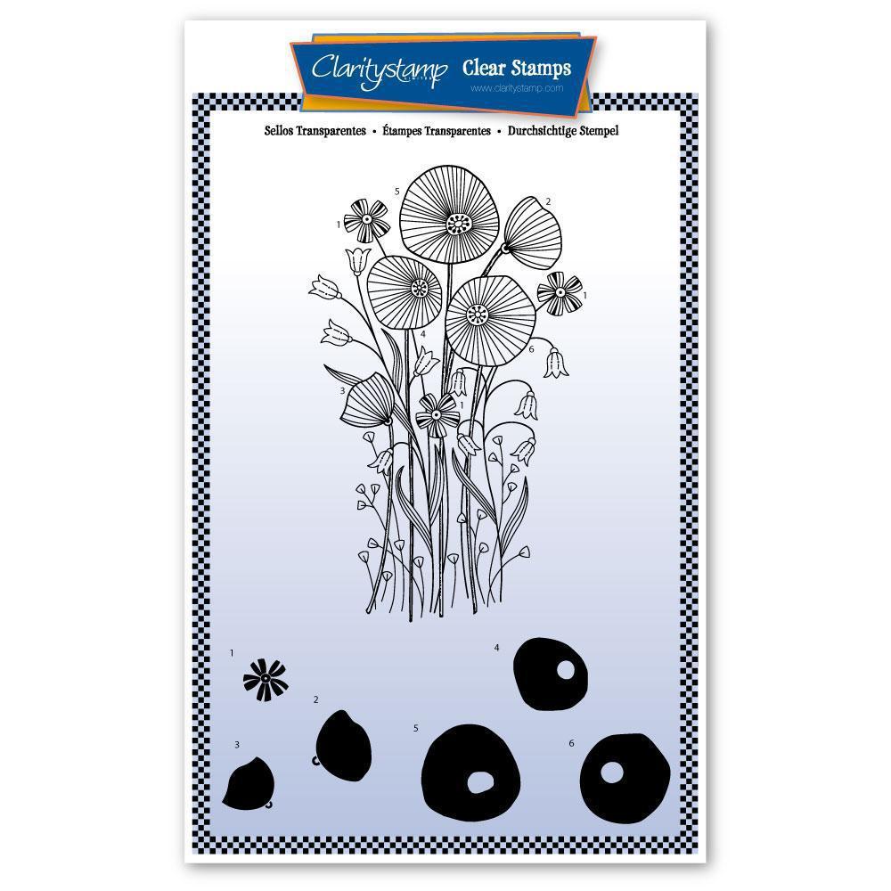 Tina's Poppy Spray A5 Stamp Set