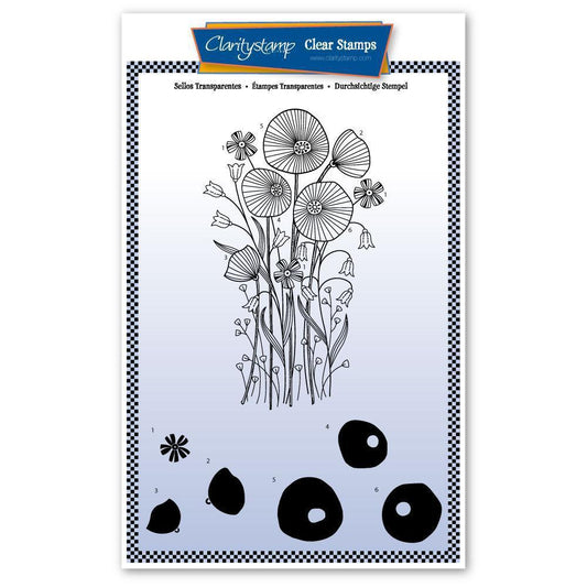 Tina's Poppy Spray A5 Stamp Set