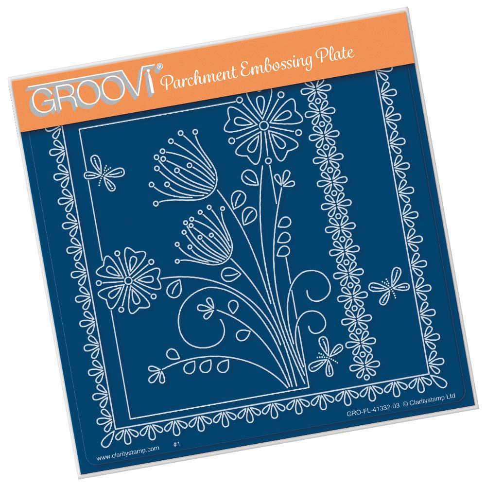 Tina's Primrose & Alliums Floral Delight A5 Square Groovi Plate