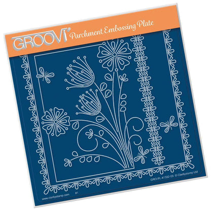Tina's Primrose & Alliums Floral Delight A5 Square Groovi Plate