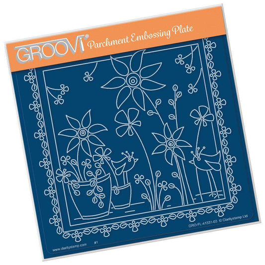 Tina's Sunflowers & Birds Floral Delight A5 Square Groovi Plate