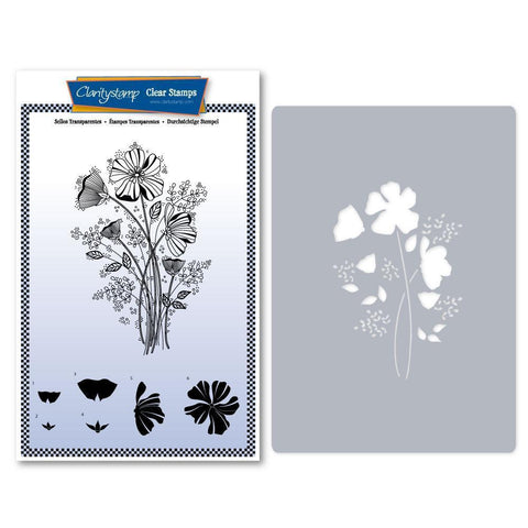 Tina's Wild Flower Spray A5 Stamp & Stencil Duo