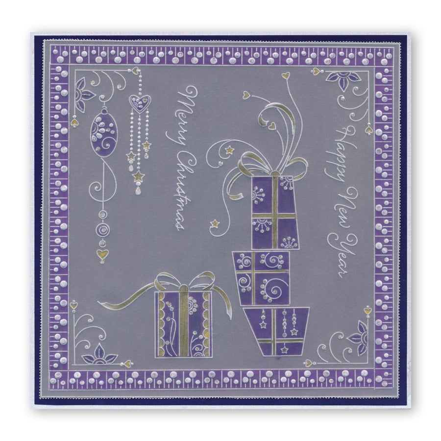 Tina's Christmas Presents & Holly A4 Square Groovi Plate