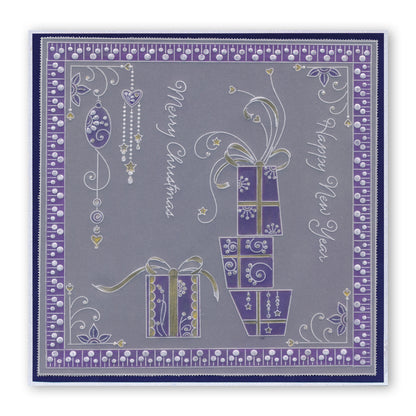 Tina's Christmas Presents & Holly A4 Square Groovi Plate