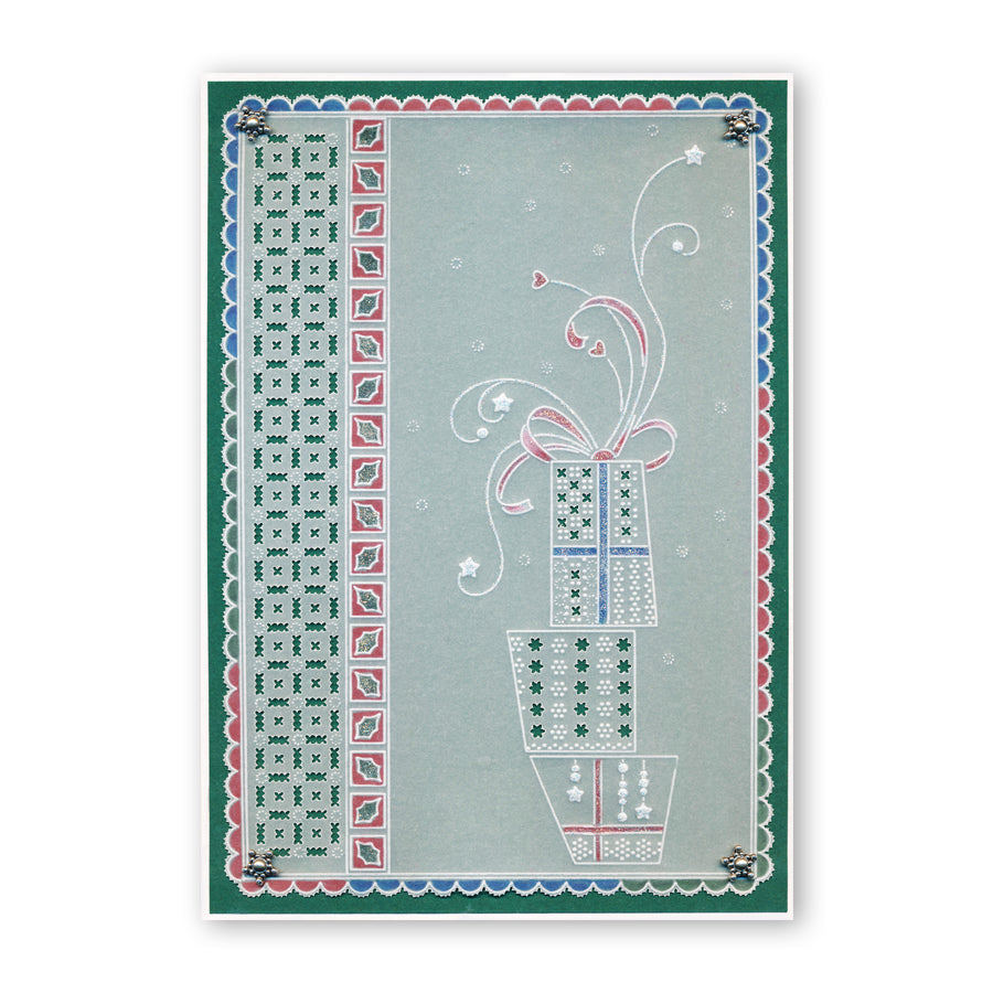 Tina's Christmas Presents & Holly A4 Square Groovi Plate