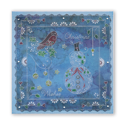 Tina's Christmas Snowman & Robins A4 Square Groovi Plate