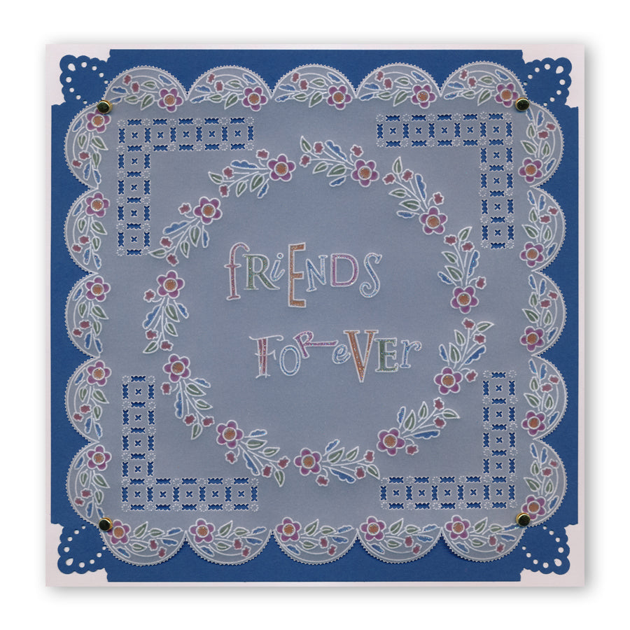 Tina's Floral Doodle Wreath A5 Square Groovi Plate