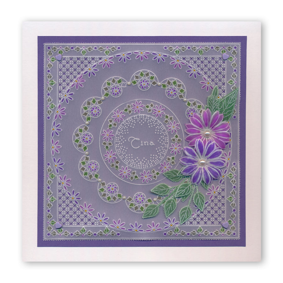 Tina's Floral Doodles A5 Square & Groovi Border Plate Set