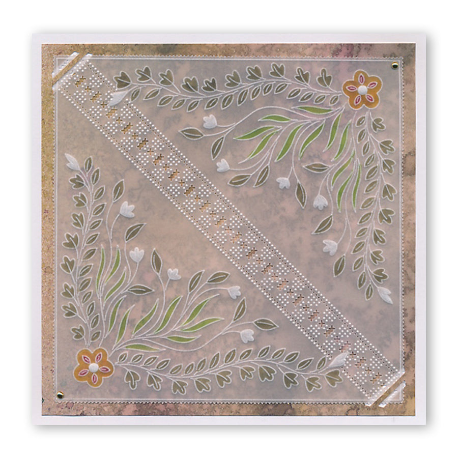 Floral Swirls & Corners 1 A4 Square Groovi Plate by Tina Cox