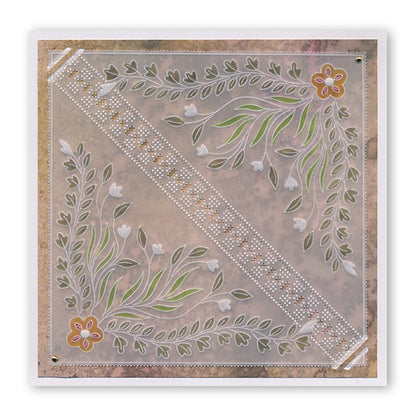 Floral Swirls & Corners 1 A4 Square Groovi Plate by Tina Cox