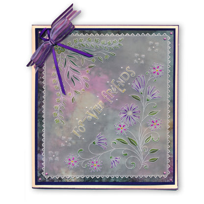 Floral Swirls & Corners 1 A4 Square Groovi Plate by Tina Cox