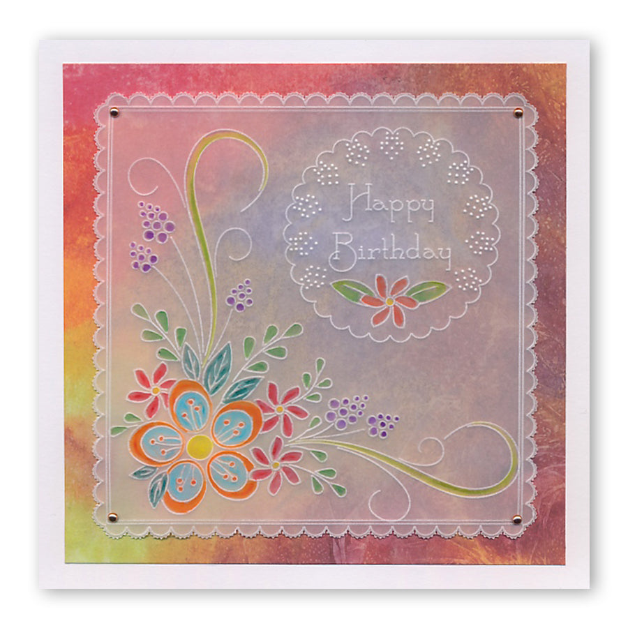 Floral Swirls & Corners 2 A4 Square Groovi Plate by Tina Cox
