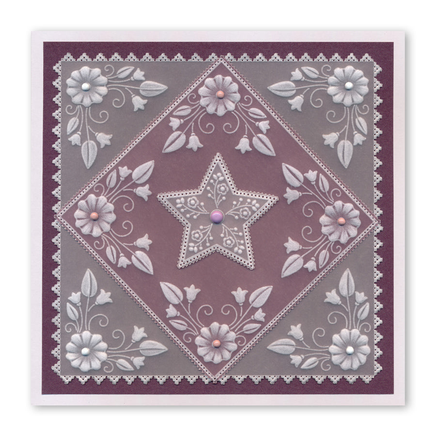 Tina's Star Flowers Parchlet A6 Square Groovi Plate