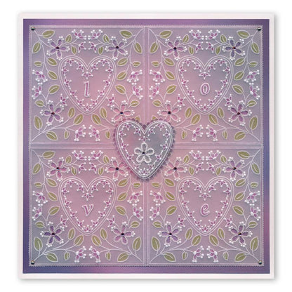 Tina's Heart Flowers Parchlet A6 Square Groovi Plate