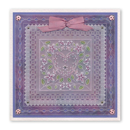 Tina's Heart Flowers Parchlet A6 Square Groovi Plate